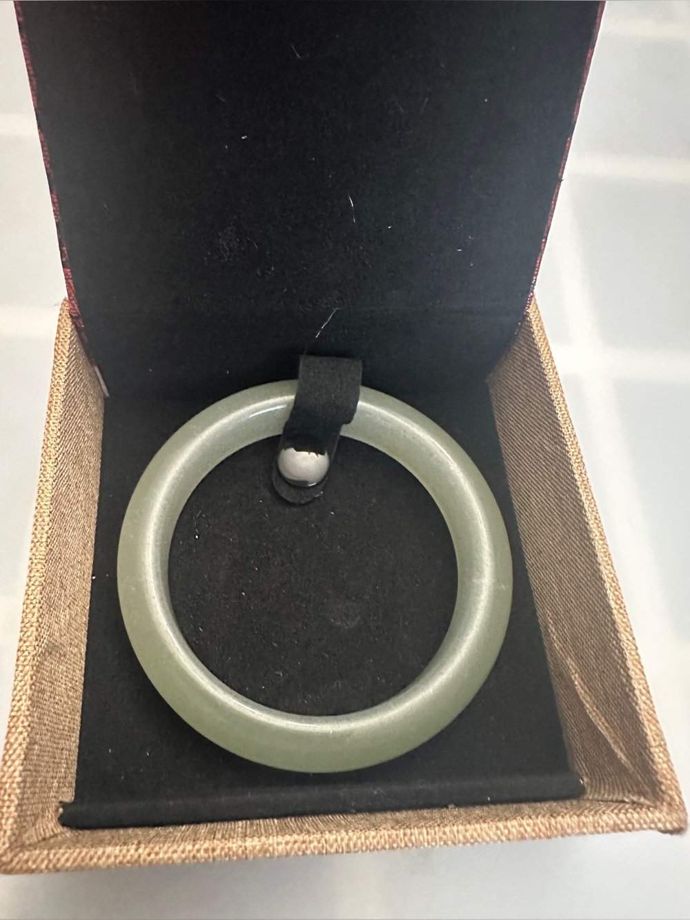 Natural Light Green Jade Bangle Bracelet w/ Gift Box